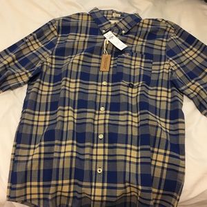 Blue and yellow holister brand new button up shirt